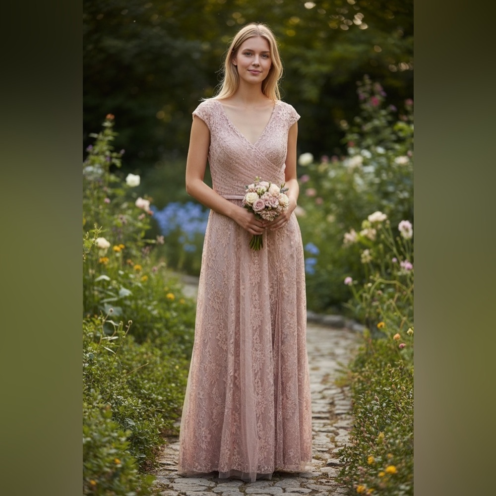 DaVinci Blush Lace Wedding Dress